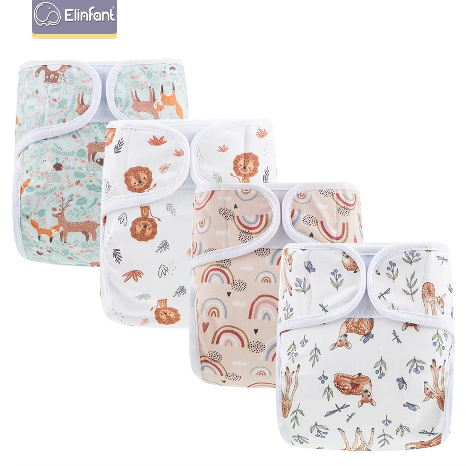 Elinfant Pañal de Tela Lavable Impermeable con Cinta Mágica para Bebé