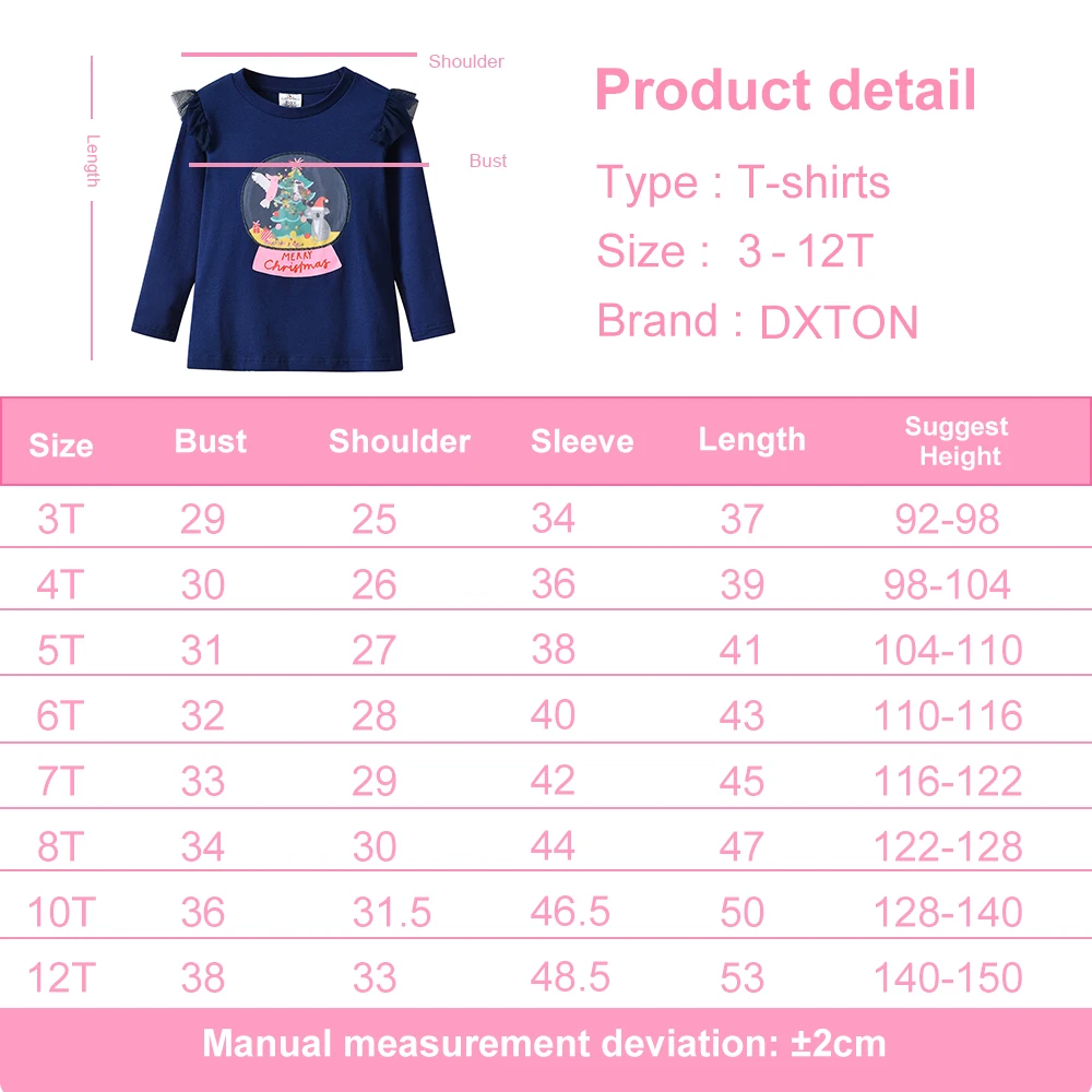 Camiseta manga larga de algodón para niña con estampado de letras