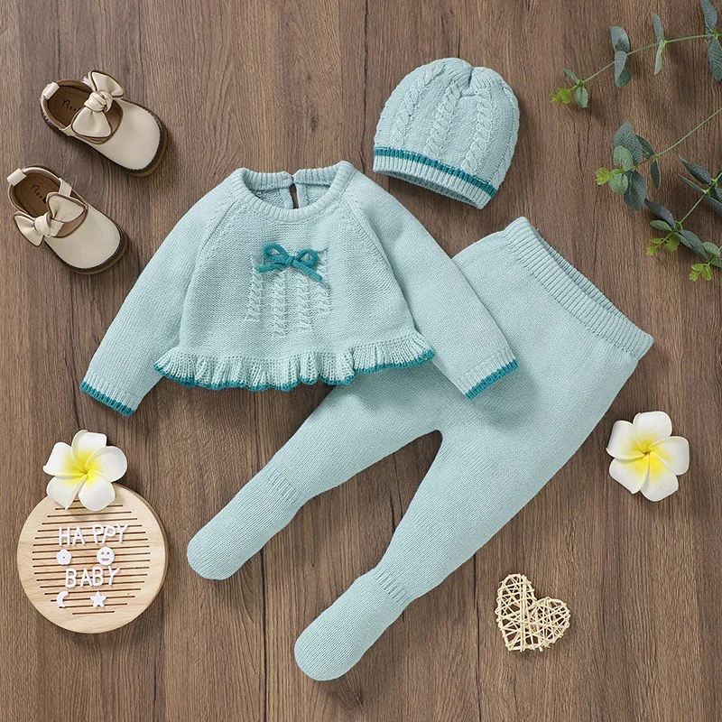 Conjunto recién nacido azul manga larga para invierno - imagen 3
