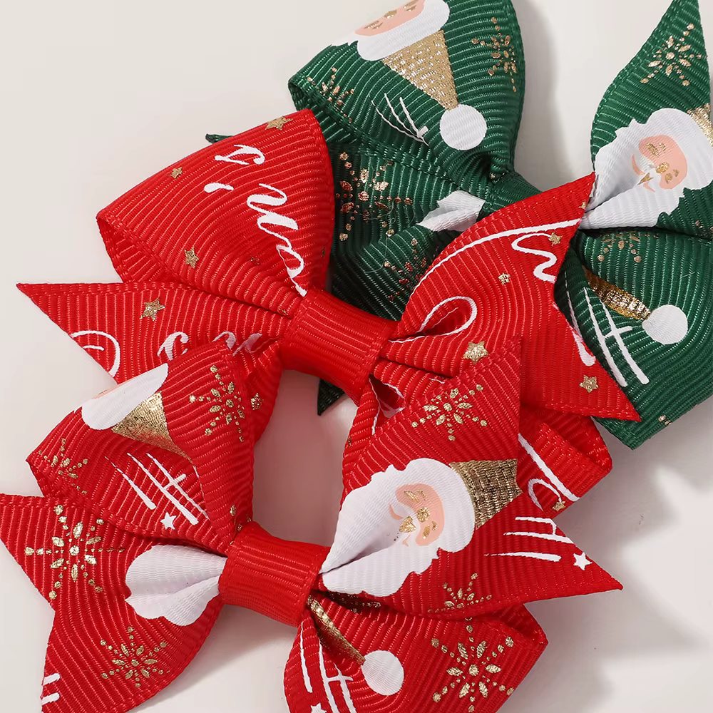 Pinzas y lazos navideños para cabello infantil – Santa Claus y cinta - imagen 5