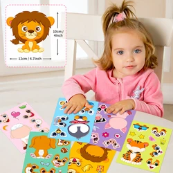 Pegatinas rompecabezas DIY de animales kawaii para niños