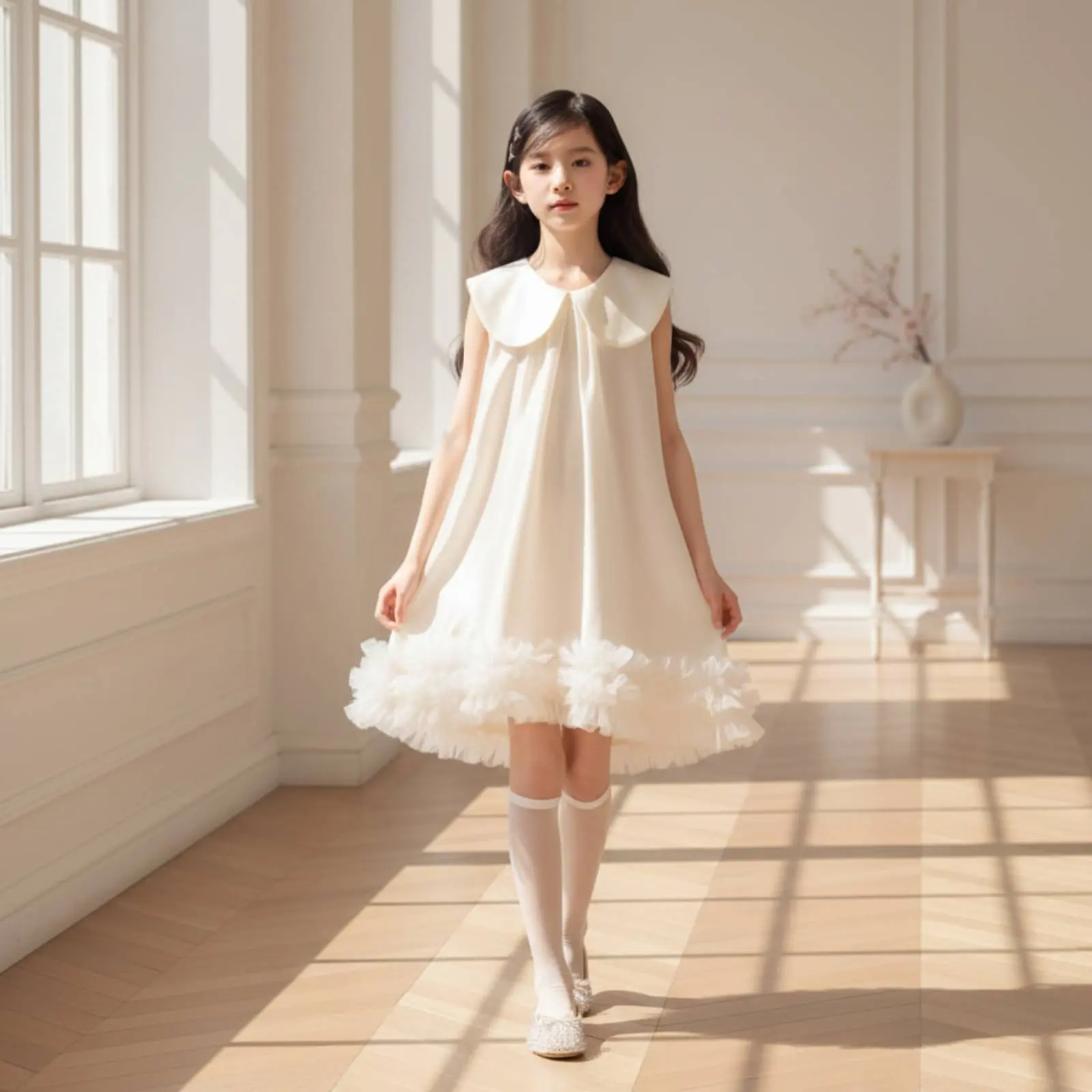 Vestido ligero sin mangas con cuello Peter Pan para fiestas y bodas - imagen 3