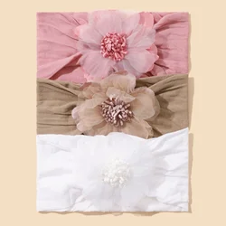Diadema de gasa floral con elástico princesa para recién nacidos