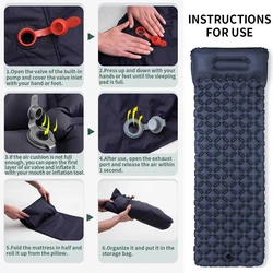 Colchón de aire hinchable ultraligero de camping con almohada