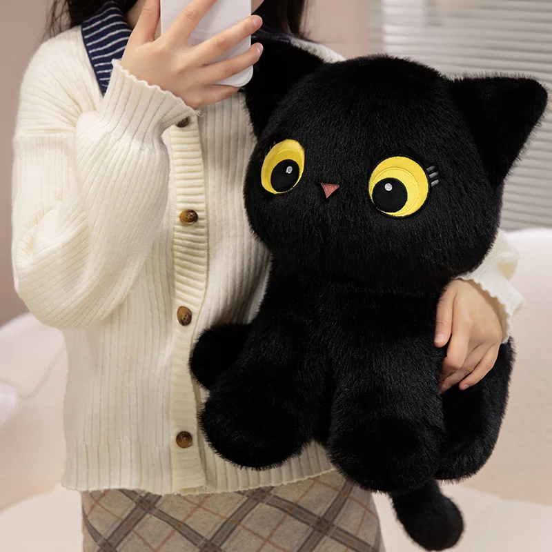 Cojín peluche gato negro sentado para decoración infantil - imagen 2