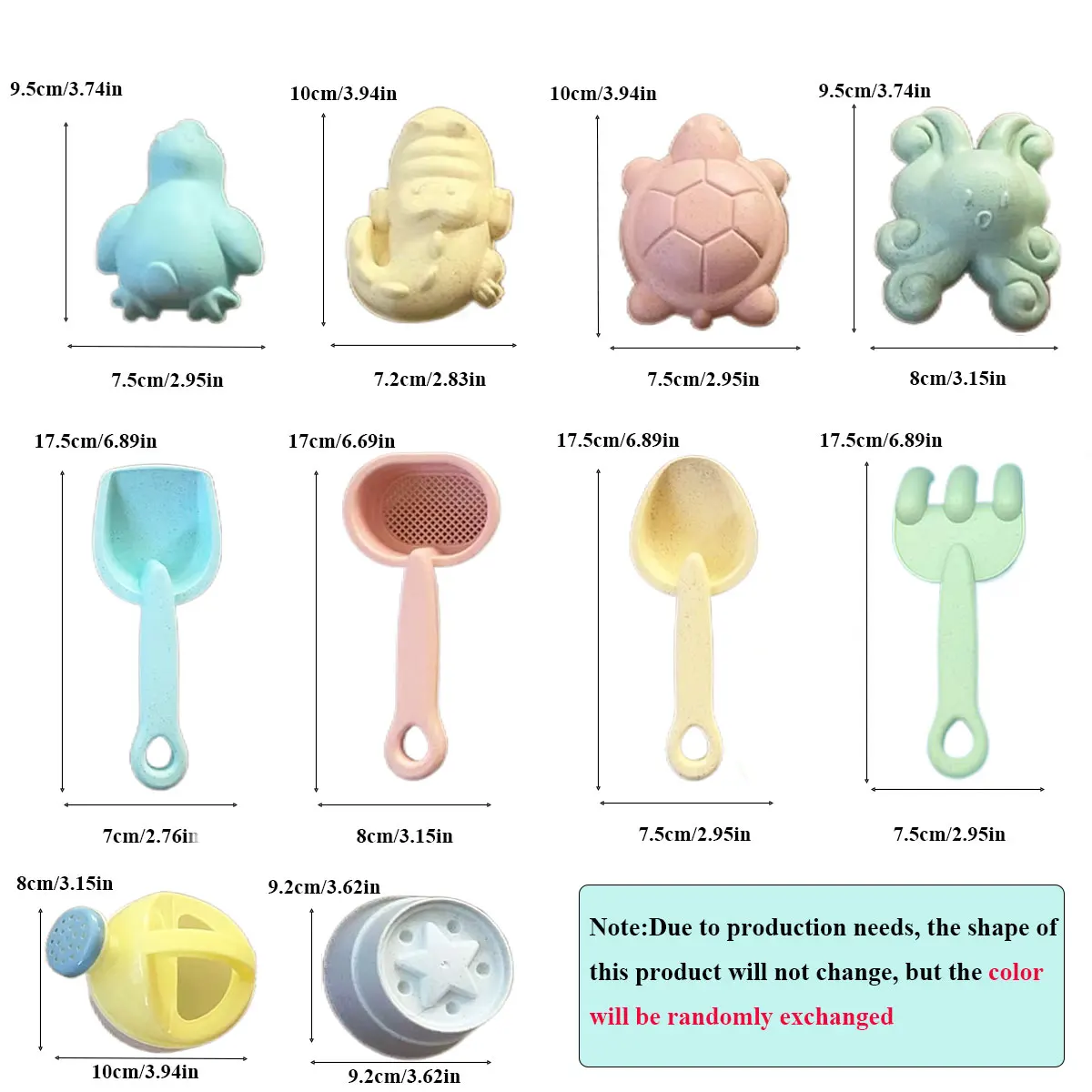 Juguetes de playa para niños con cubo, pala y rastrillo - imagen 3