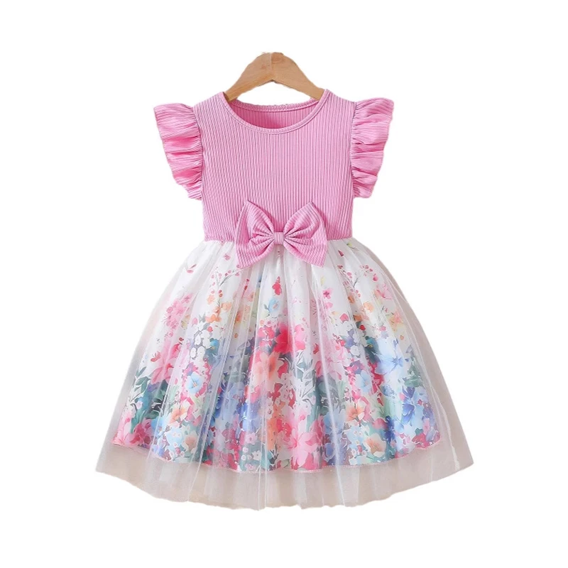 Vestido floral de malla de retales para niña – Princesa volantes - imagen 4