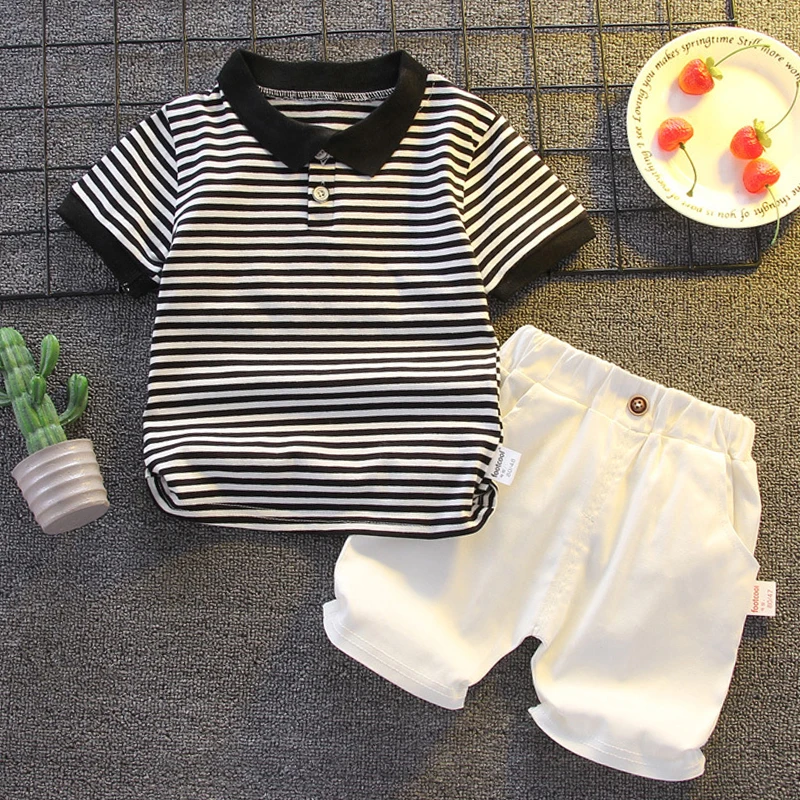 Conjunto de camiseta y pantalón corto de algodón de verano para niño - imagen 3