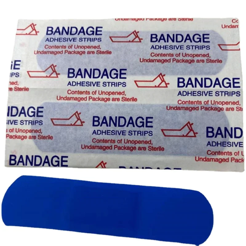 Tiritas azules detectables con yeso flexible transpirable y estéril