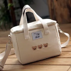 Bolsa isotérmica con bordado oso para meriendas de bebé práctica