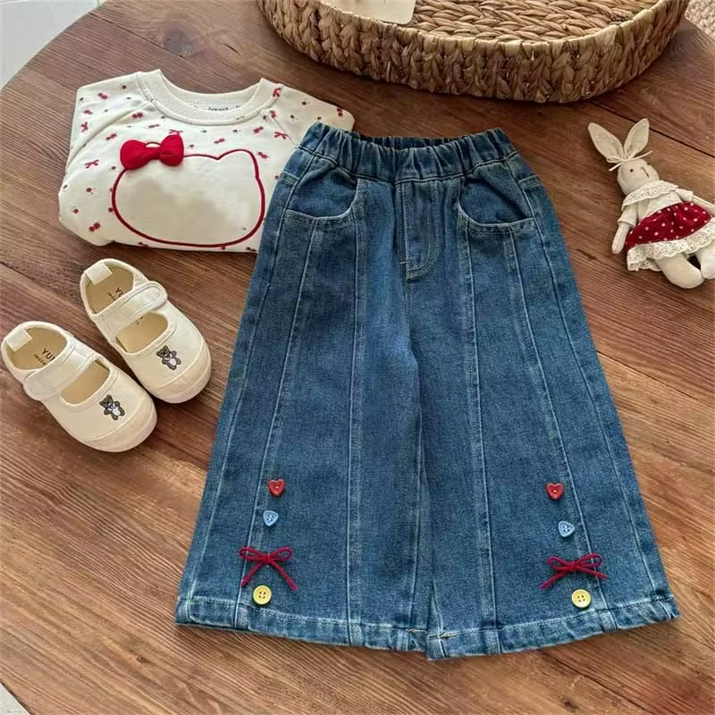 Pantalones vaqueros infantiles de pierna recta con corte suelto