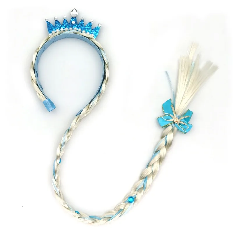 Diadema corona con perlas, trenzas tipo peluca y copos nieve princesa - imagen 4