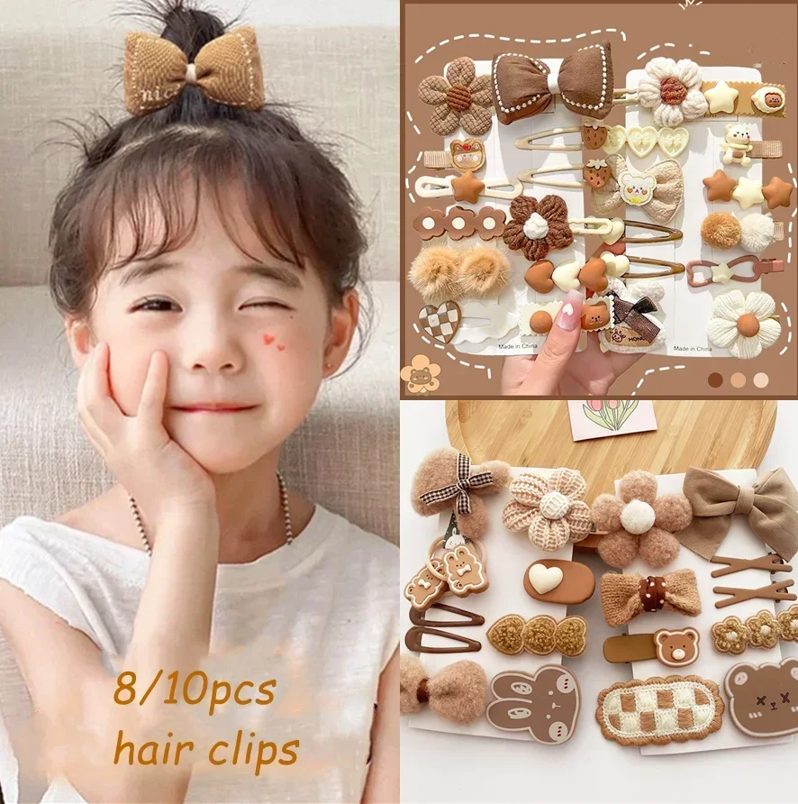 Horquillas de felpa para niña con lazo floral de invierno - imagen 3