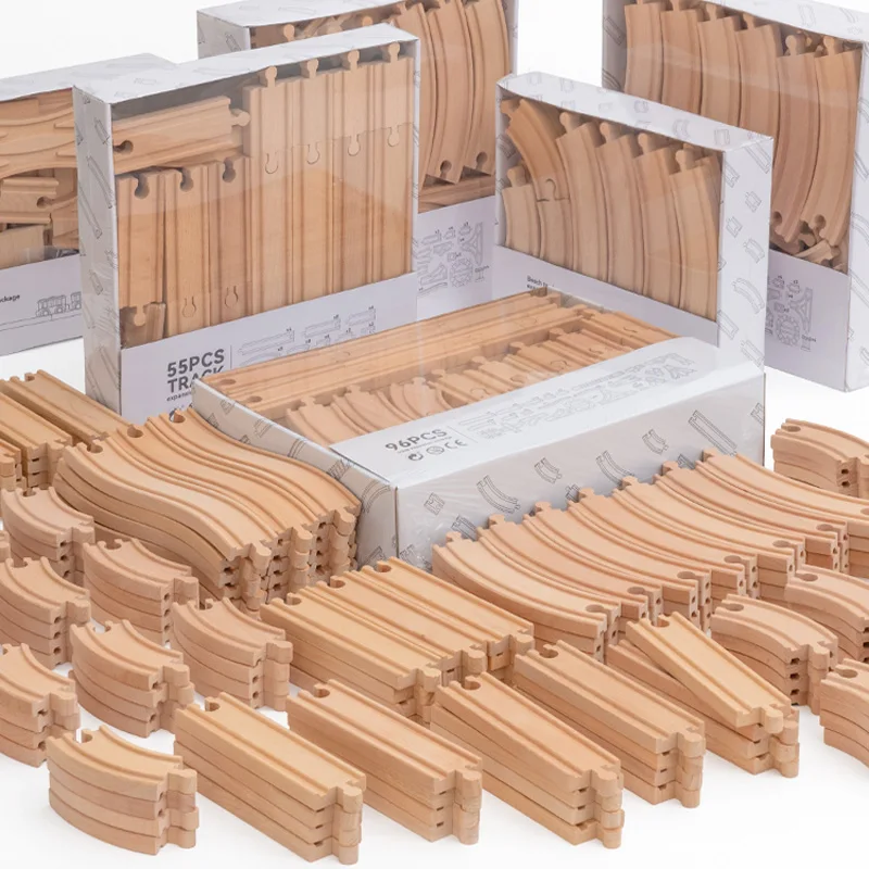 Juego de vías ferroviarias de madera – Pistas extensibles para niños - imagen 2