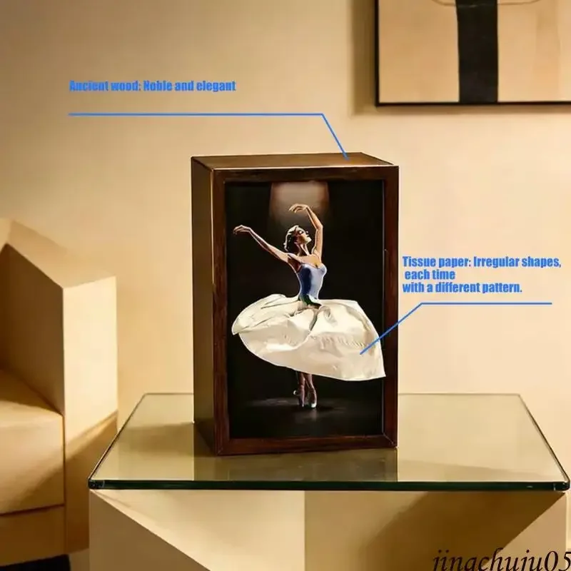 K2WE caja de pañuelos en madera con bailarina estilo ballet artesanal - imagen 5