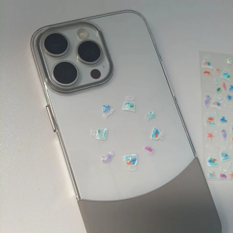 Pegatina holográfica Láser Océano con pez para cuadernos - imagen 3