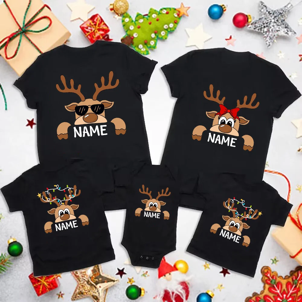 Camisa familiar navideña con renos – Diseño personalizado para padres e hijos - imagen 2