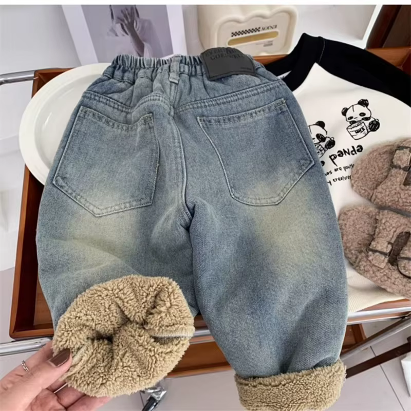 Pantalones vaqueros de lana de invierno para niños y niñas