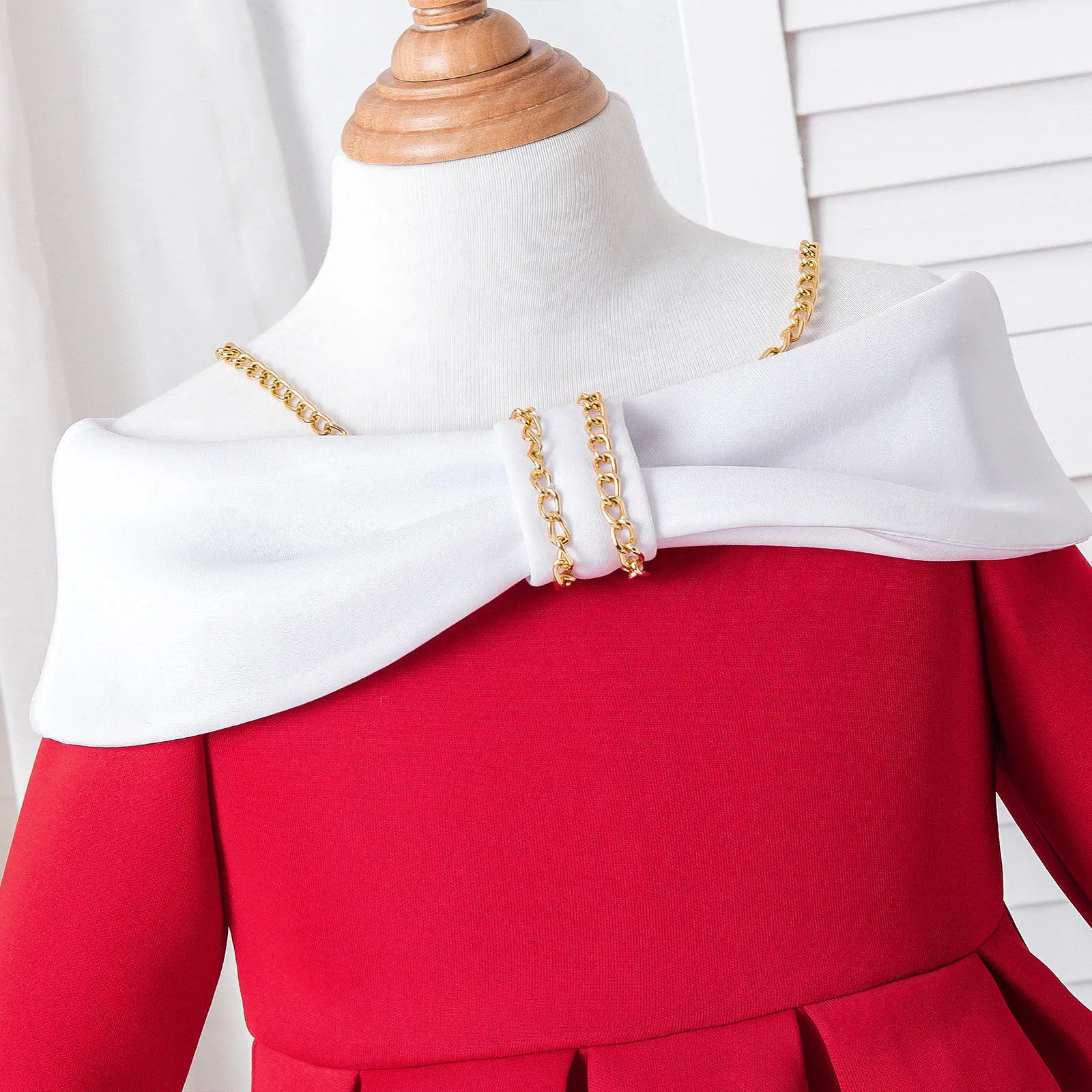 Vestido de fiesta princesa para niña – Hombros descubiertos con perlas - imagen 3