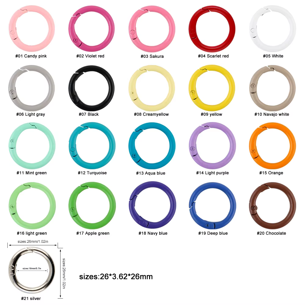 Anillos tóricos metálicos abiertos con cierre de resorte y mosquetón - imagen 4