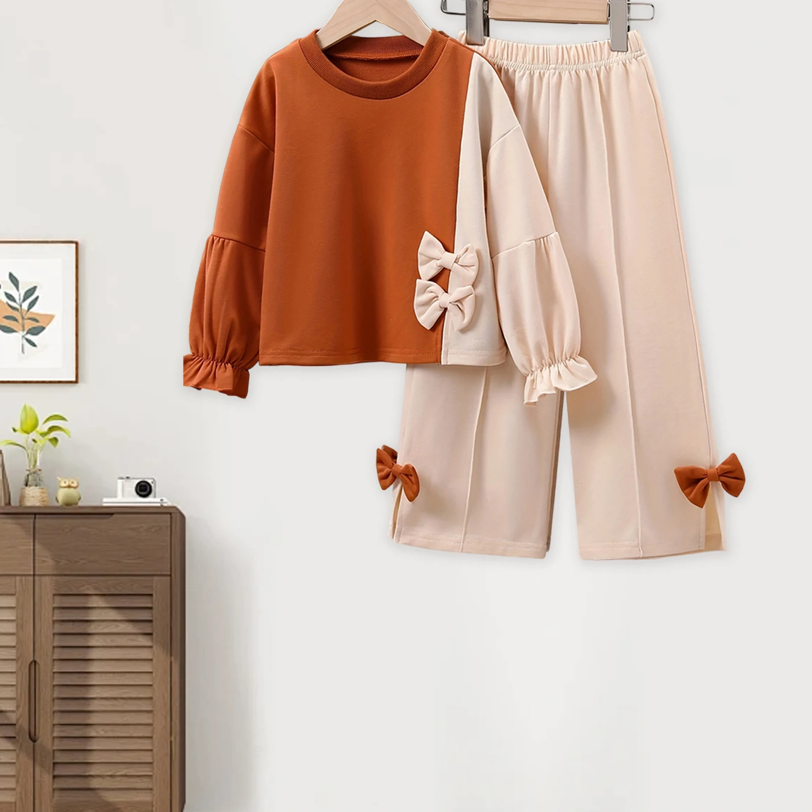 Conjunto para niña dos piezas con lazo y pantalón de otoño - imagen 4