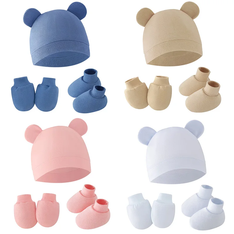 Gorro, manoplas y calcetines de oso para bebé – Algodón suave arrullado - imagen 5