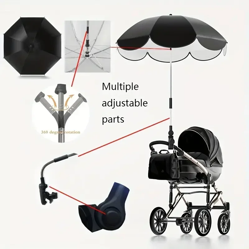 Sombrilla para cochecito universal ajustable con protección UV - imagen 2