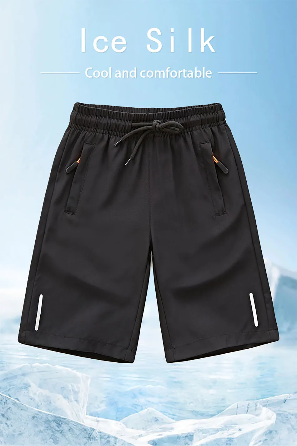 Pantalones cortos de seda hielo para niño frontal