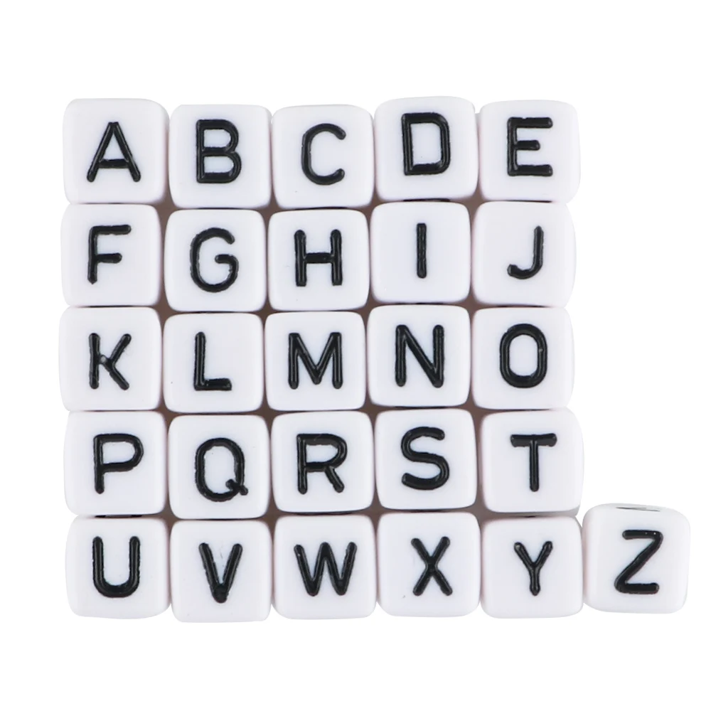 Cuentas de letras acrilicas 10x10mm blancas para joyeria DIY - imagen 5