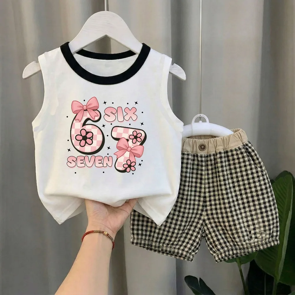 Seis Siete conjunto niño chaleco sin mangas y pantalón corto a cuadros