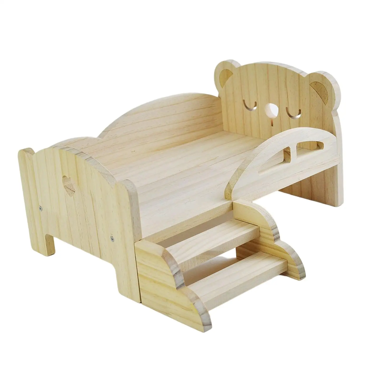 Cama de madera para muñecas en miniatura con escaleras