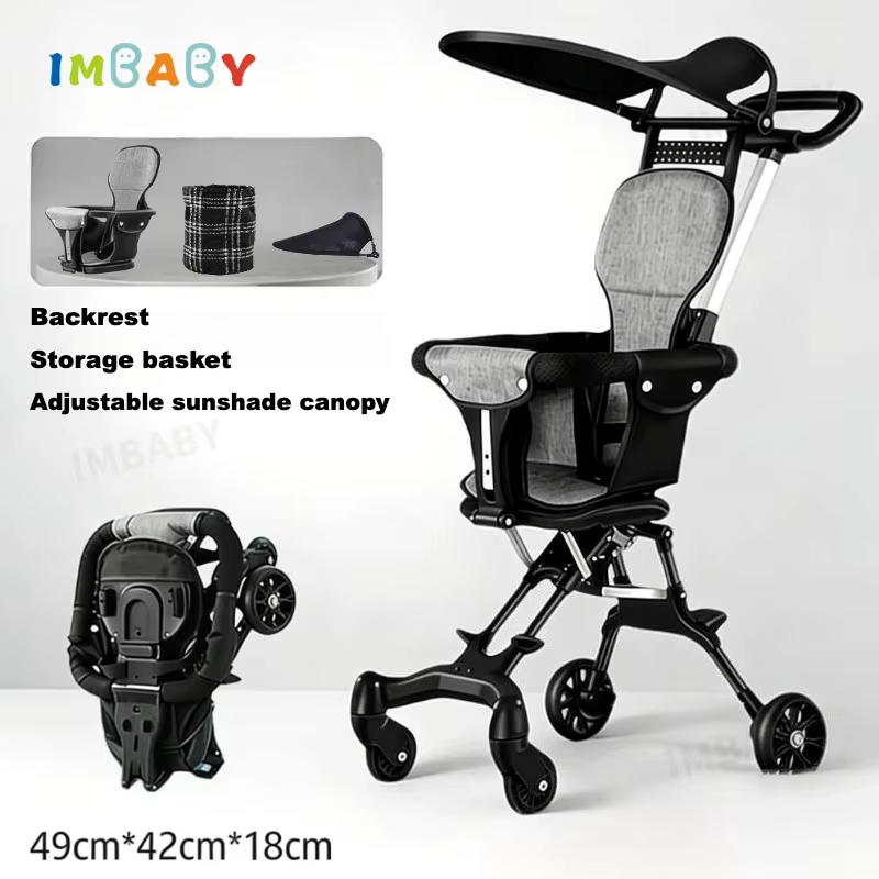 IMBABY Cochecito de viaje ligero y plegable con capota - imagen 2