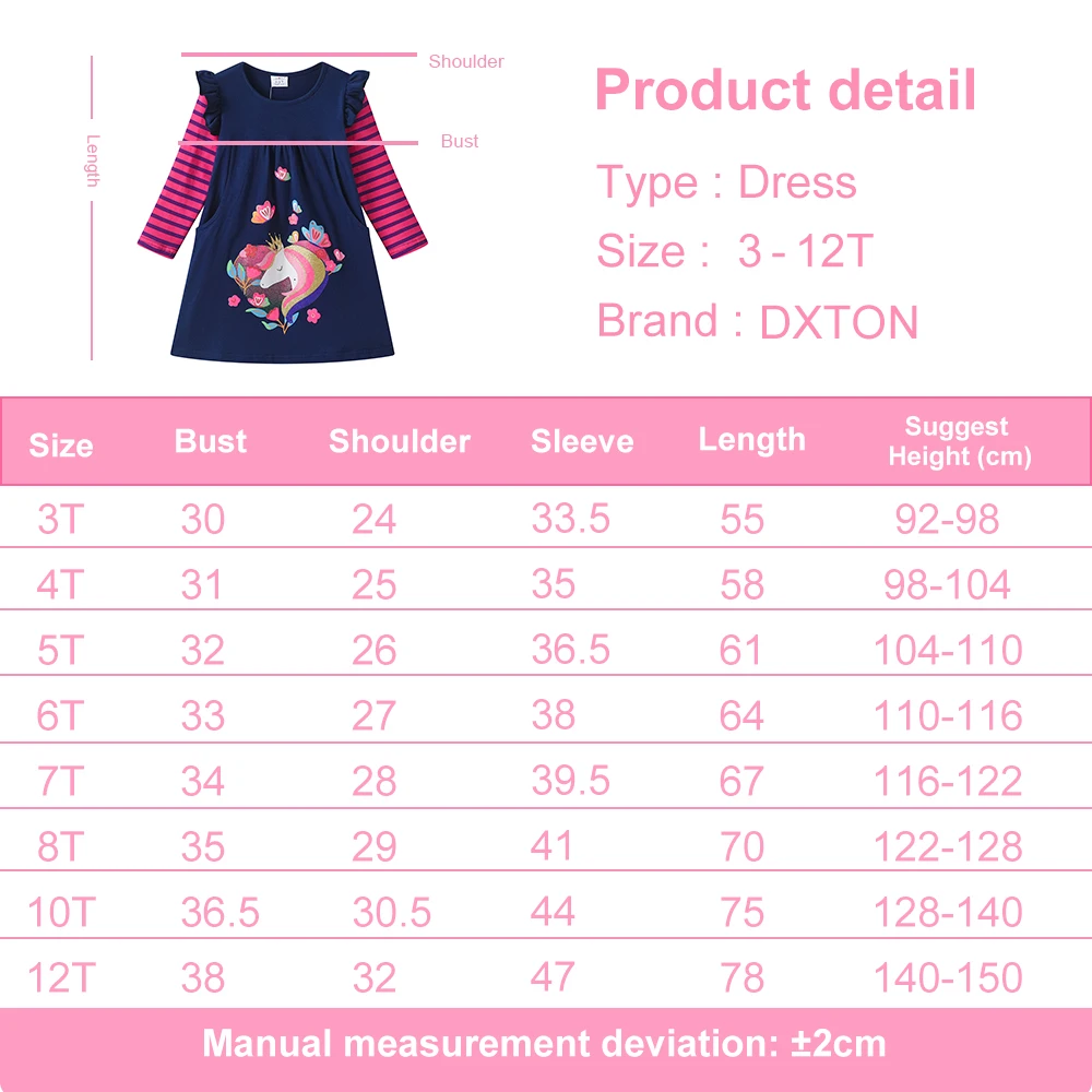 Vestido DXTON con estampado de unicornio y mariposa en tonos otoñales