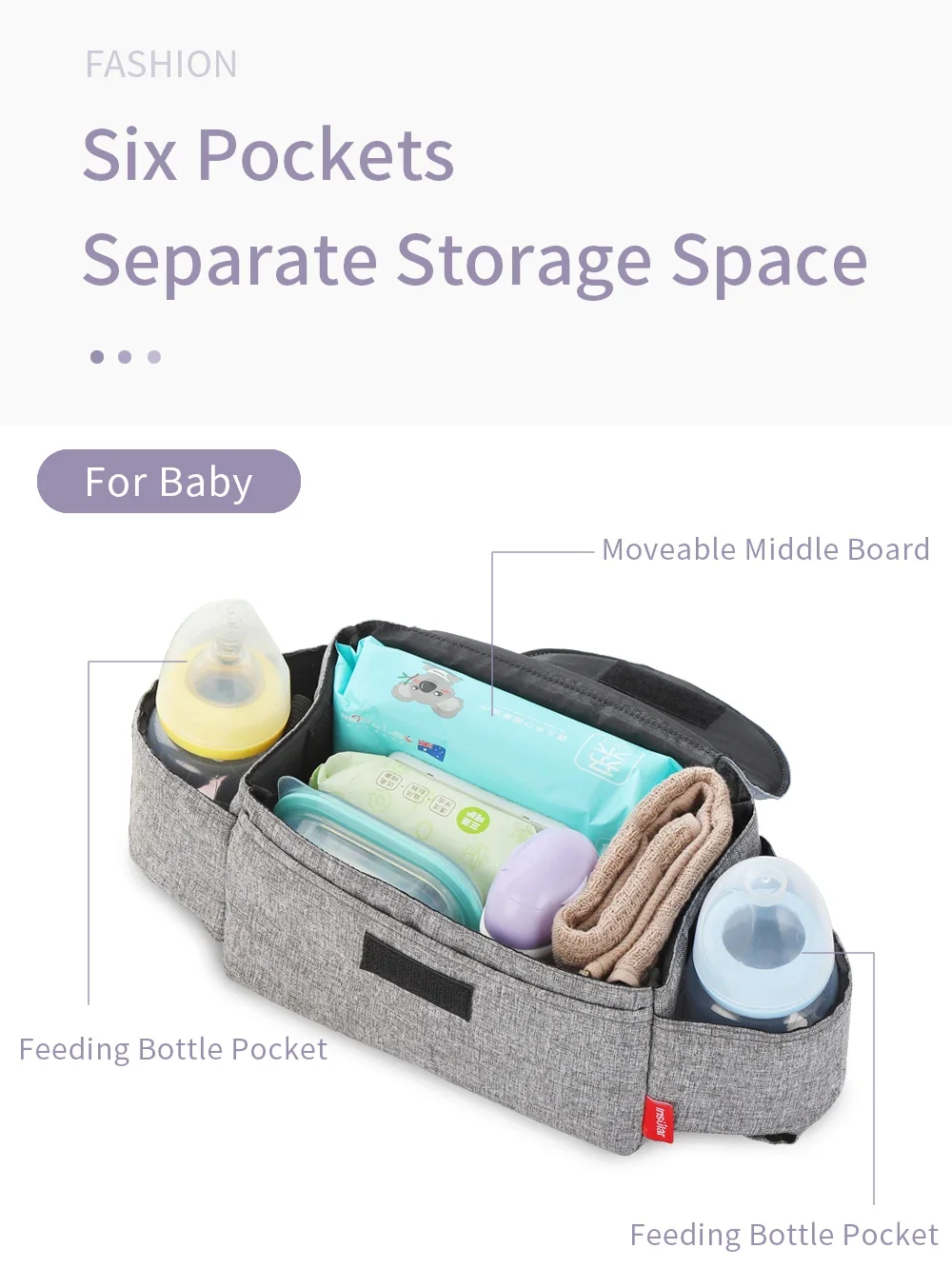 Organización de accesorios para maternidad y lactancia