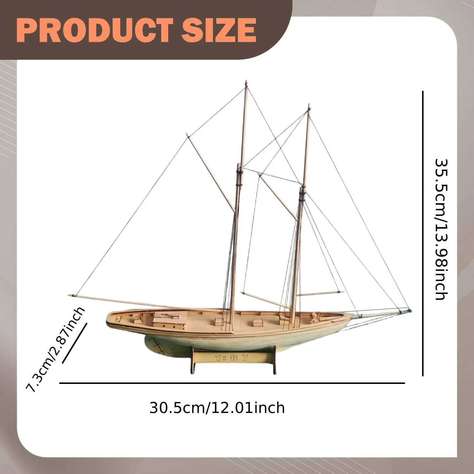 Maqueta de barco velero de madera para manualidades 3D - imagen 3