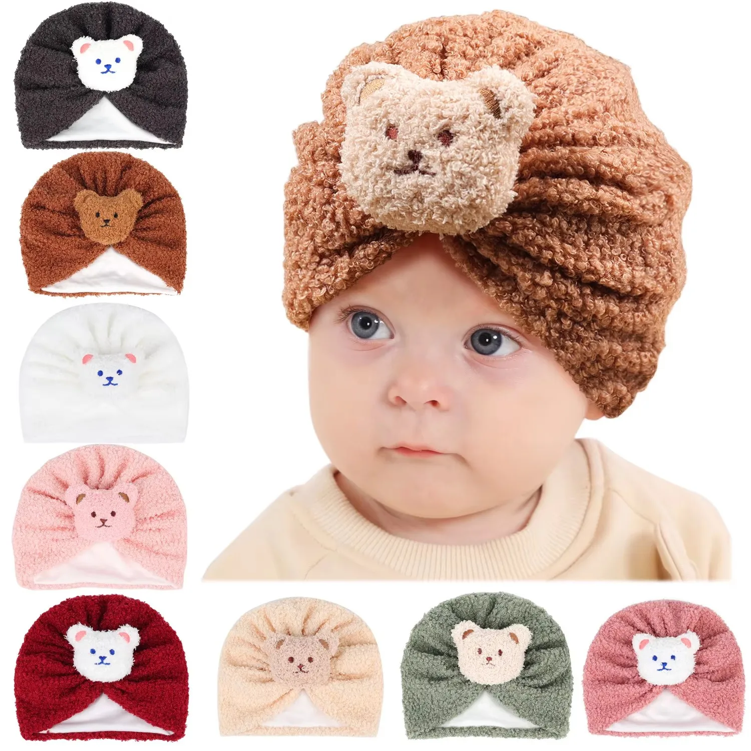 Gorro térmico de invierno para bebé con turbante anudado