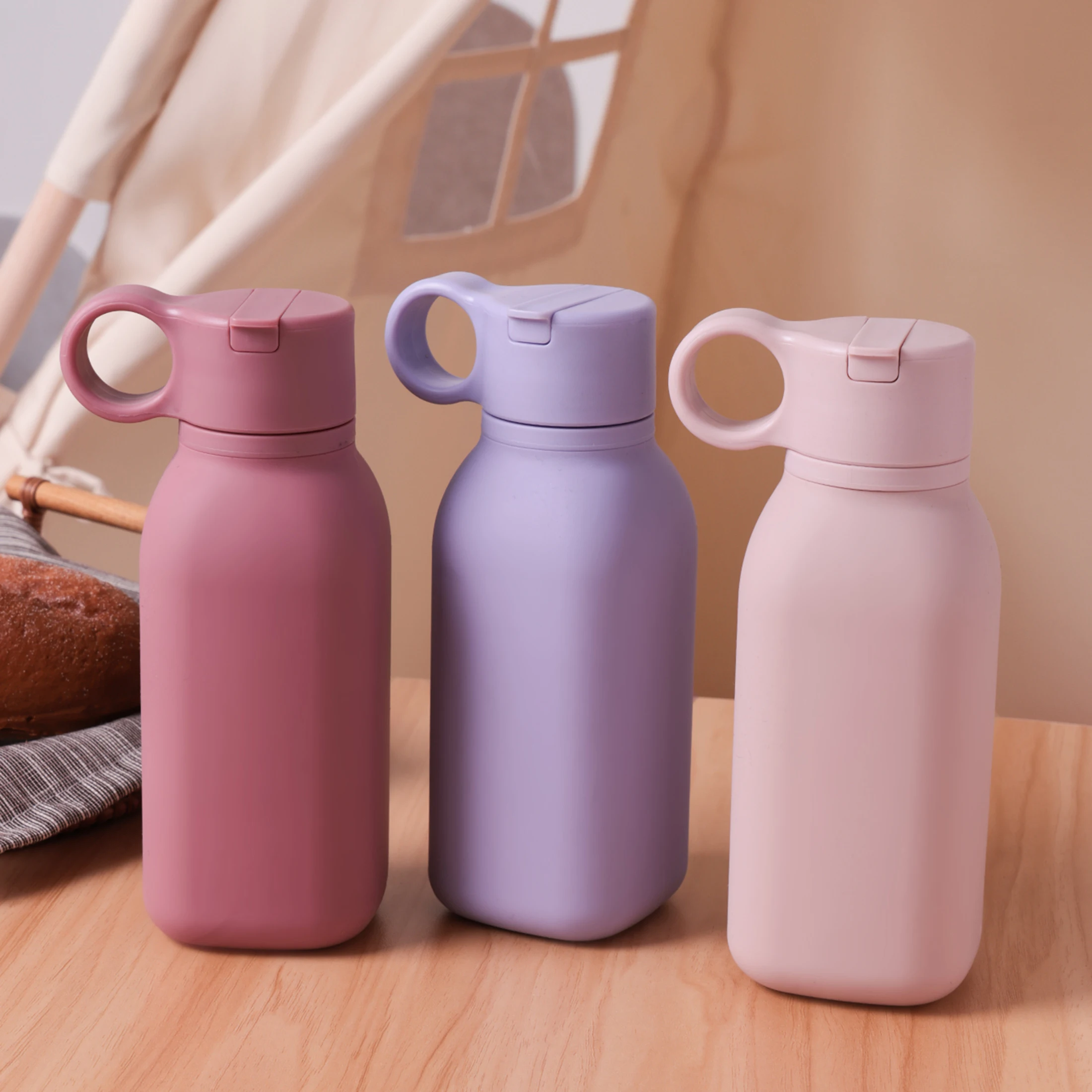 Taza de entrenamiento de silicona con tapa abatible, a prueba de fugas - imagen 4