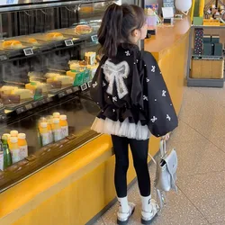 Abrigo infantil con lazo para niña – Chaqueta cortaviento ligera