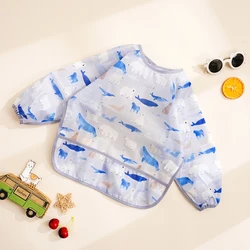 Babero impermeable para bebés con manga larga y delantal