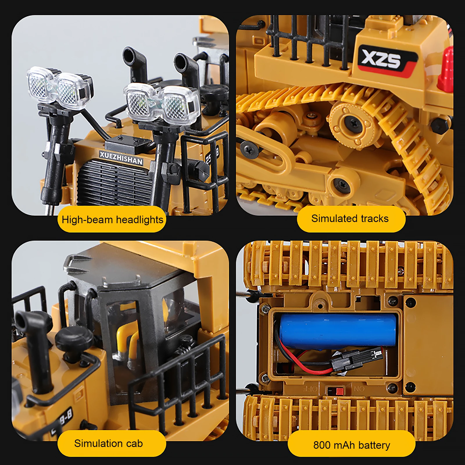 Camión bulldozer teledirigido sobre orugas de ingeniería para niños - imagen 3