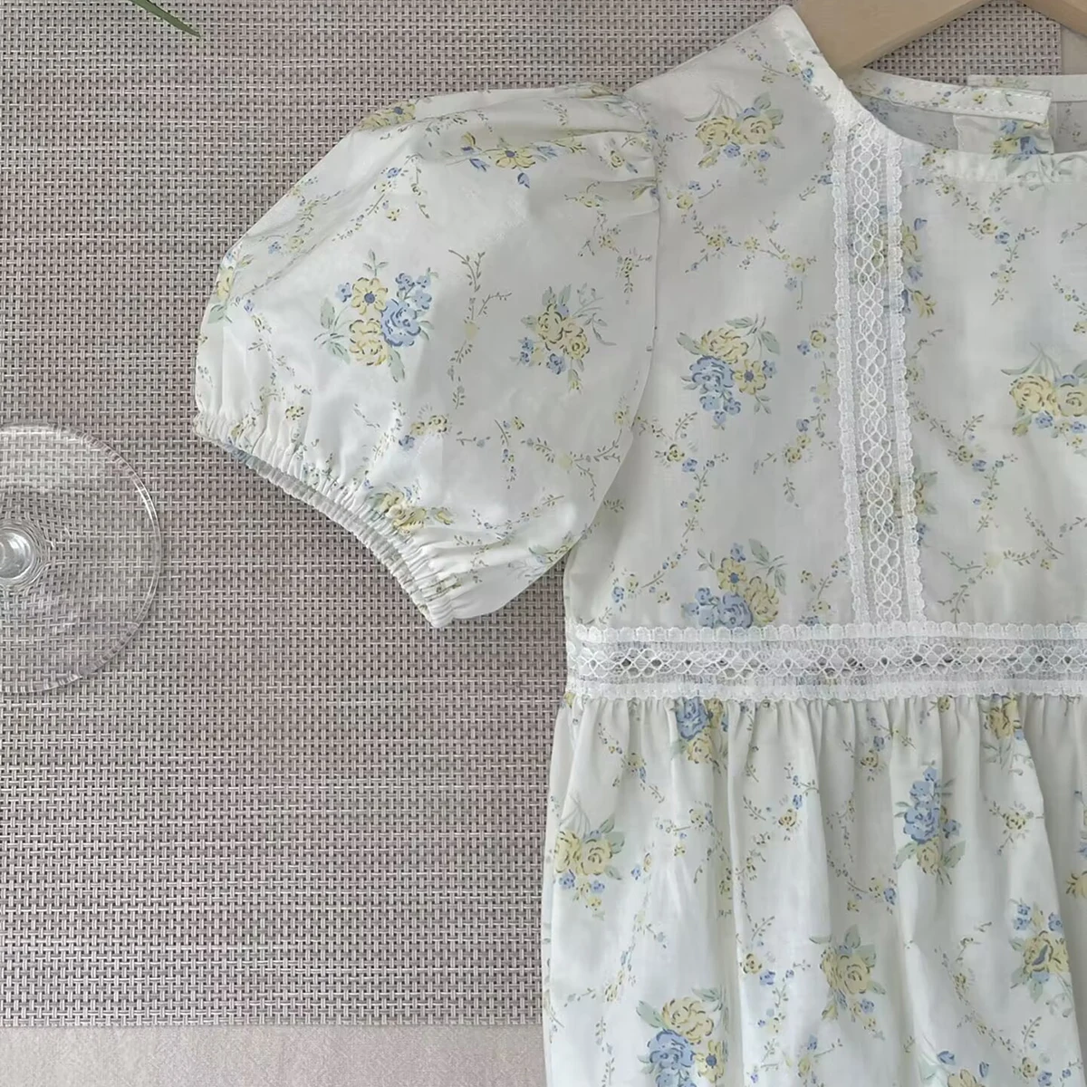 Pelele de bebé de encaje floral con volantes para verano - imagen 4