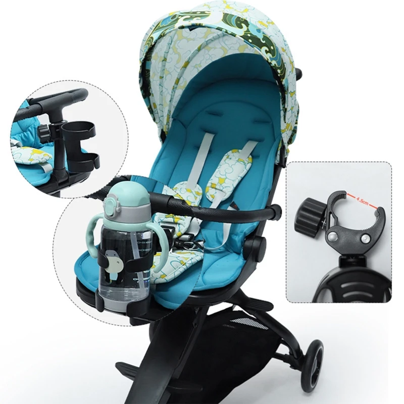 Soporte giratorio 360° para cochecito: portabebidas para paseo