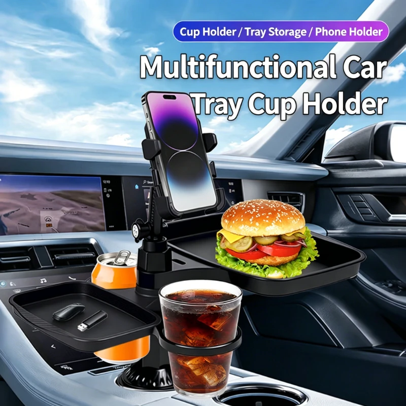 Portavasos para coche con bandeja giratoria 360° - imagen 5