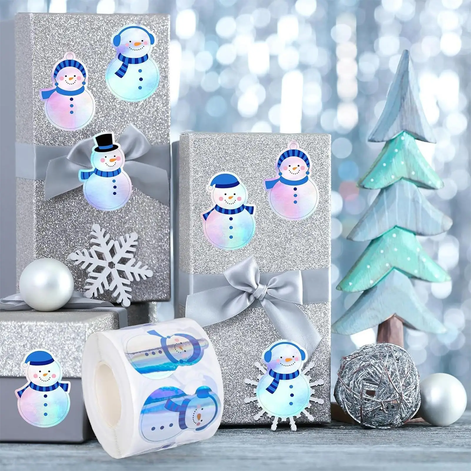 Pegatinas para sobres con muñeco de nieve, estilo invierno - imagen 5