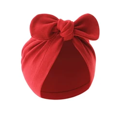 Gorro turbante de algodón para recién nacido con lazos unisex