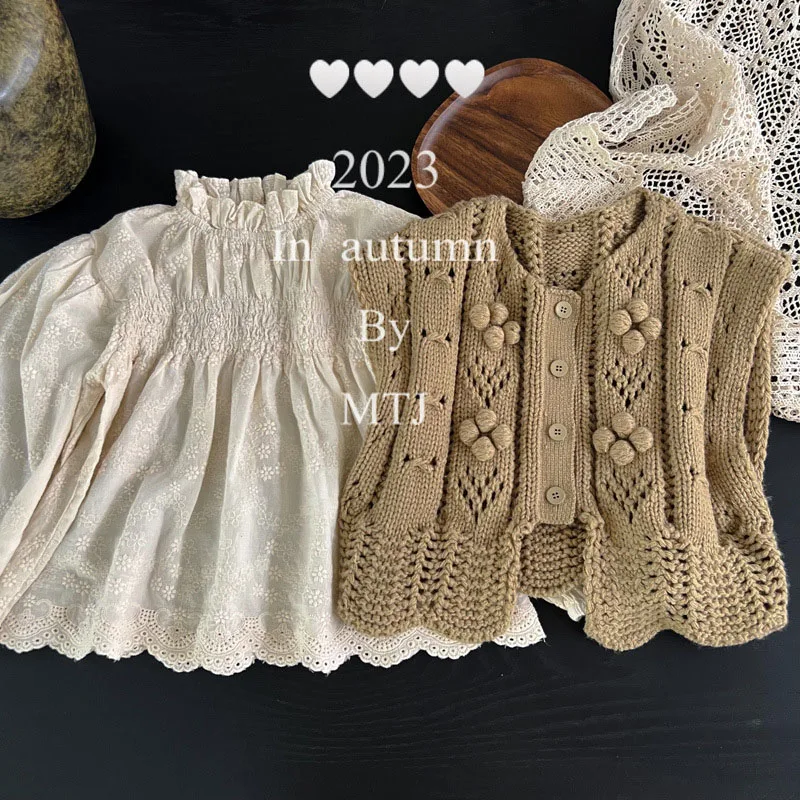 MILANCEL Blusa de manga larga con encaje para niña otoño