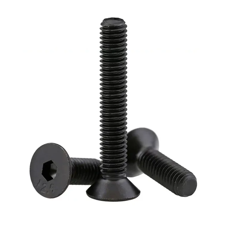 Vista frontal del tornillo avellanado M2 de grado 12.9