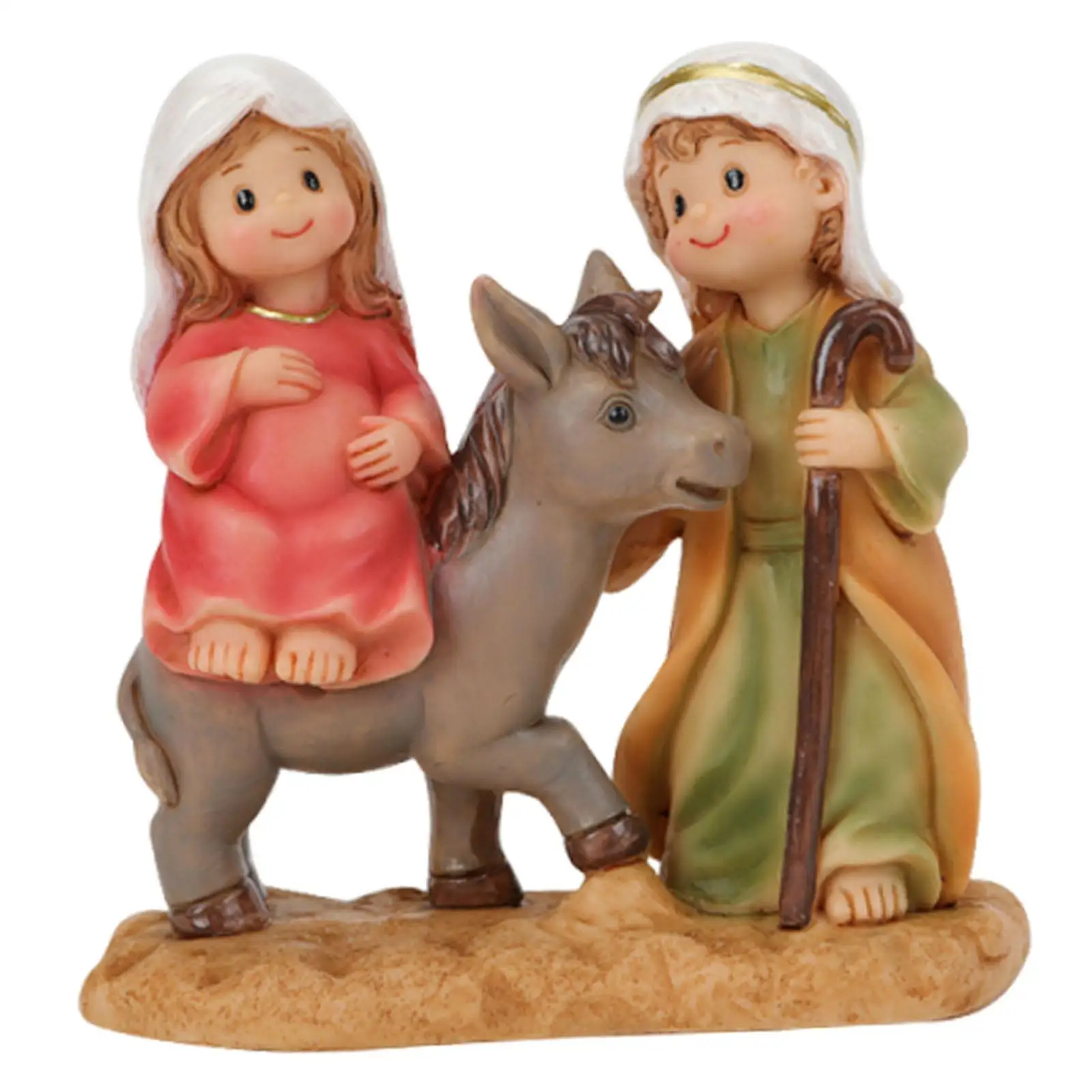 Detalle de la figura religiosa de resina para decoración navideña