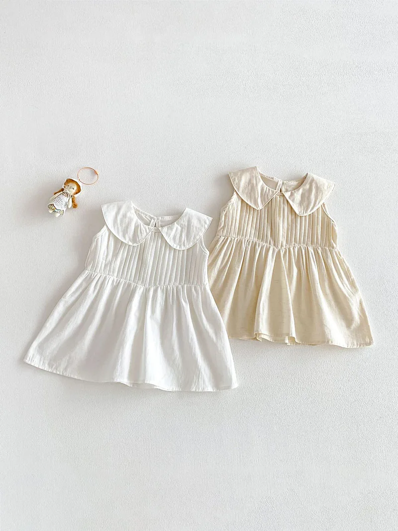 Vestido de verano algodón sin mangas para bebé niña
