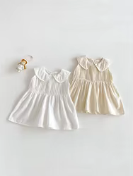 Vestido de verano algodón sin mangas para bebé niña